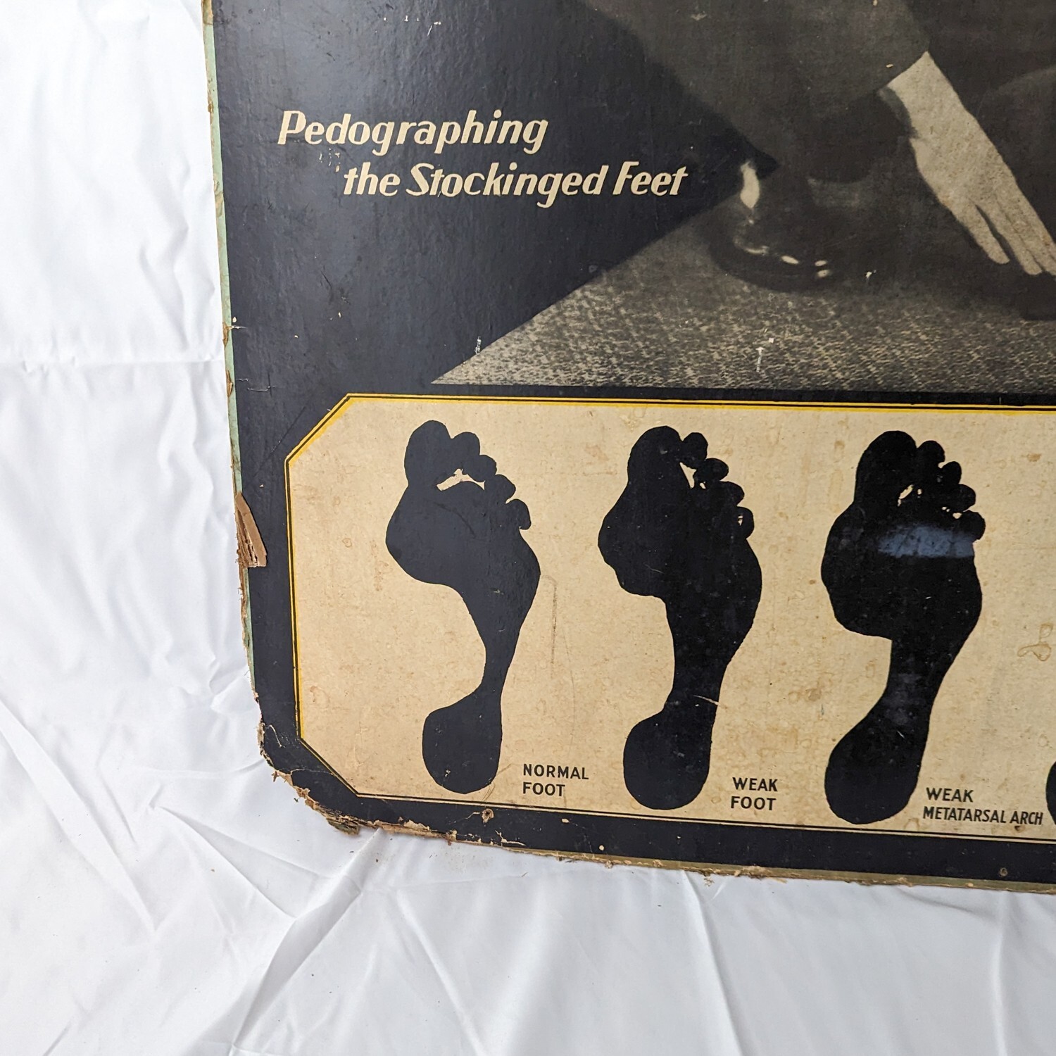 Rare Antique Dr. Scholls Easel Cardboard Store Display Sign Ad Feet Hurt? Shoe