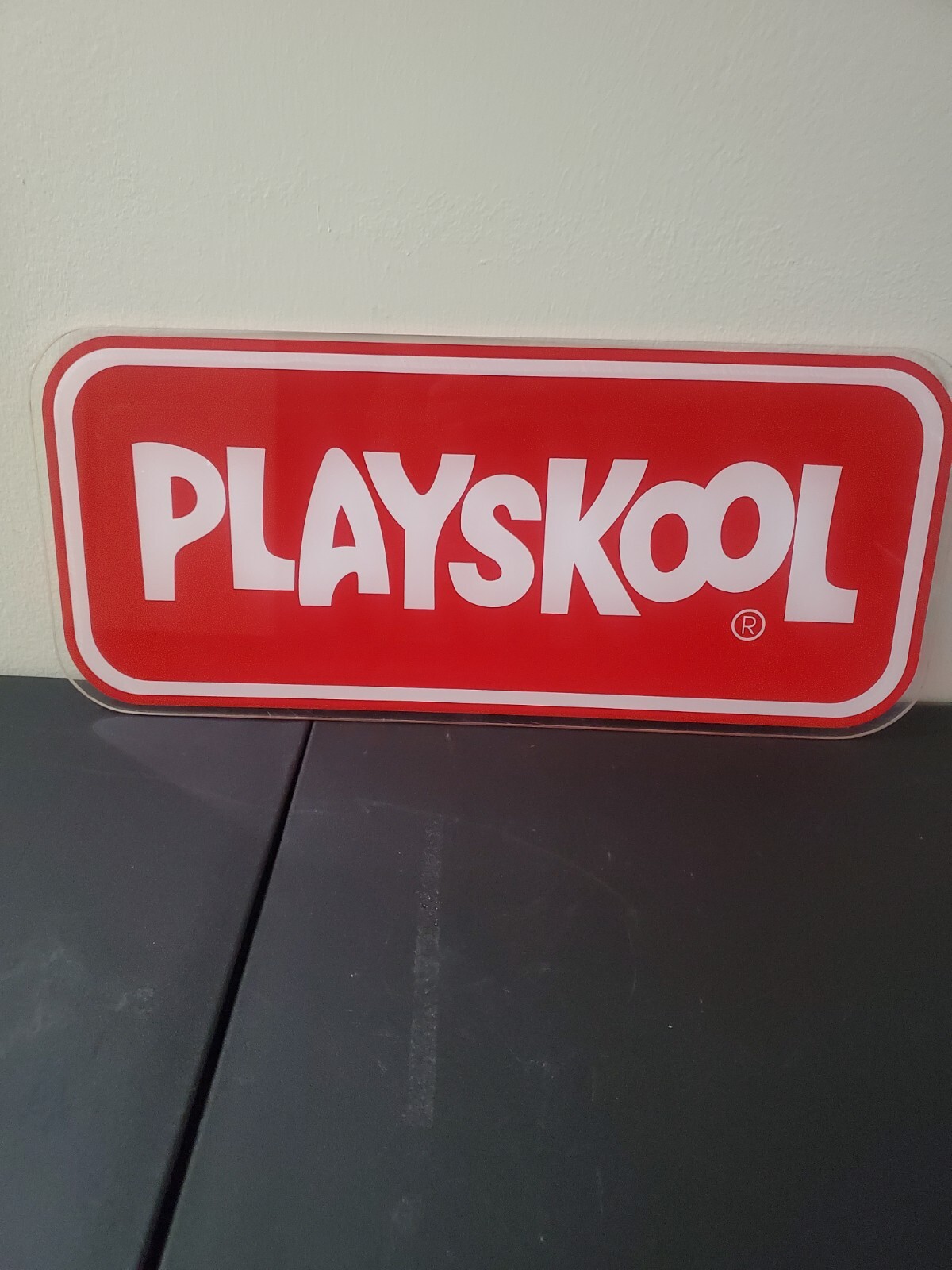 Playskool Plexiglass Toy Store Display Sign NYC Toy Fair 1990s Sign