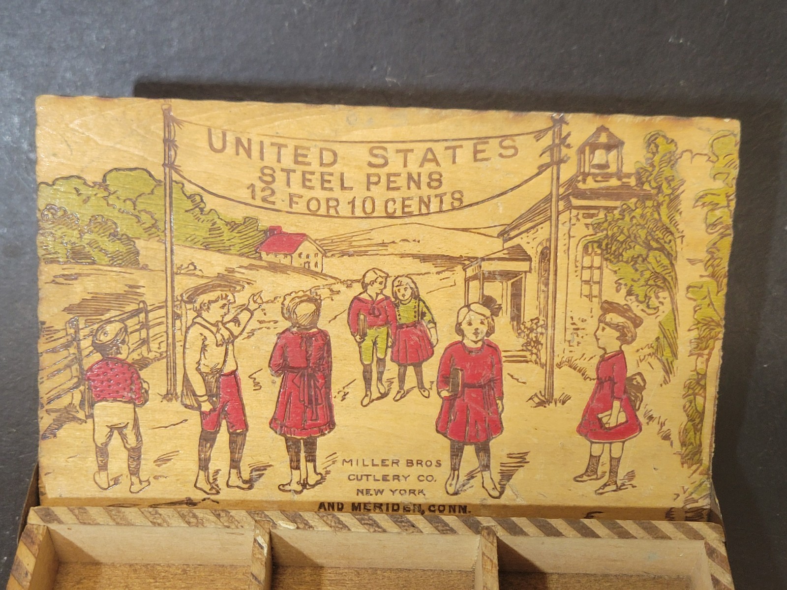 1910s Pen Nib Box United States Steel Pens Miller Bros Antique Store Display