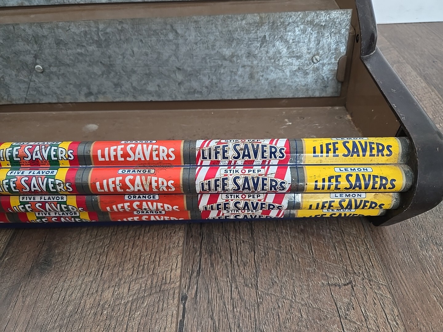 VTG 60s Retro Décor Life Savers Candy 9 Flavor 3 Rack Metal Tin Store Display
