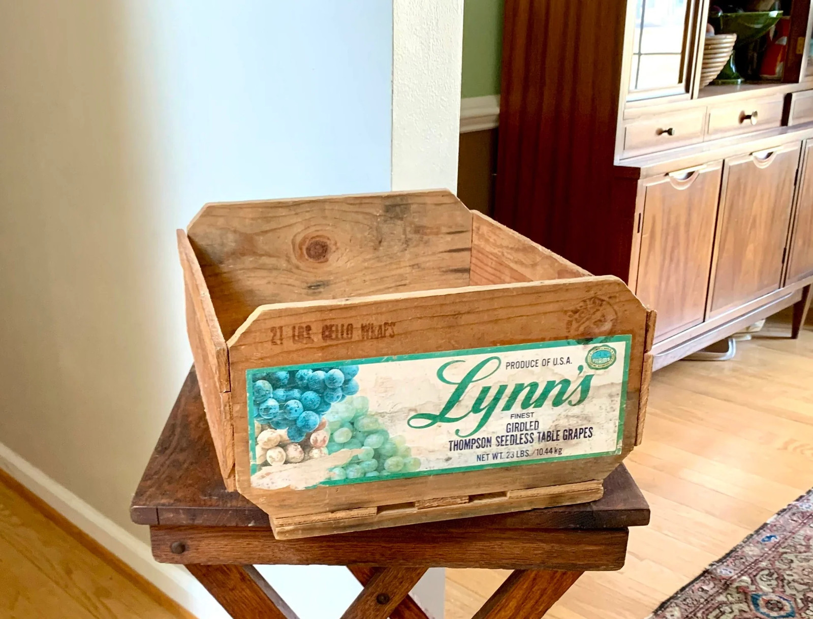 Vtg Wood Lynn’s Finest Grape Crate | Rustic Wooden Grape Crate