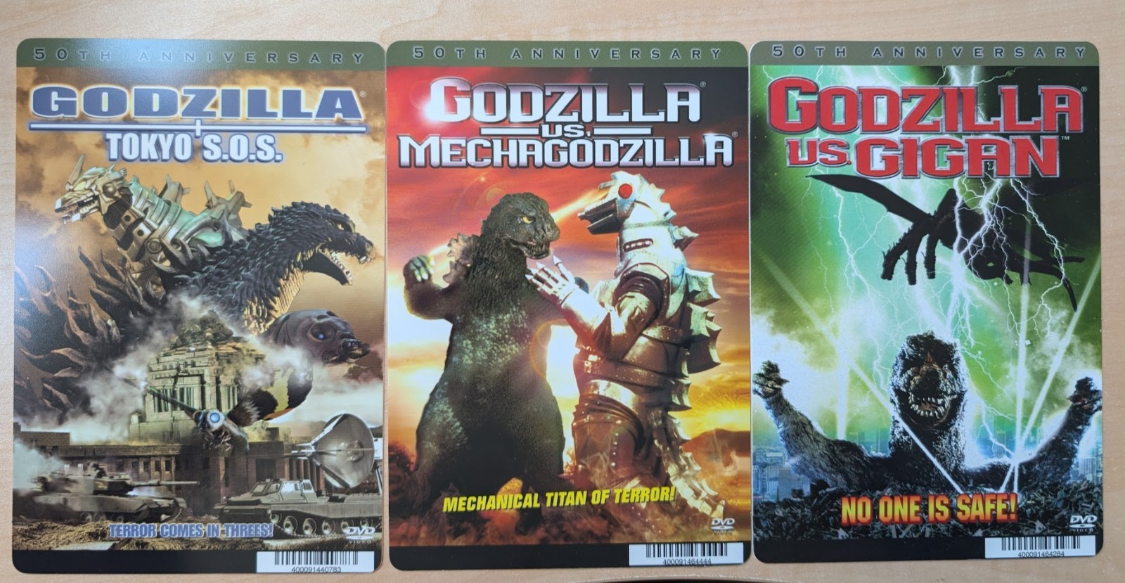 3x Godzilla Mechagodzilla Gigan SOS BLOCKBUSTER DVD BACKER CARD ONLY 5.5″X8″
