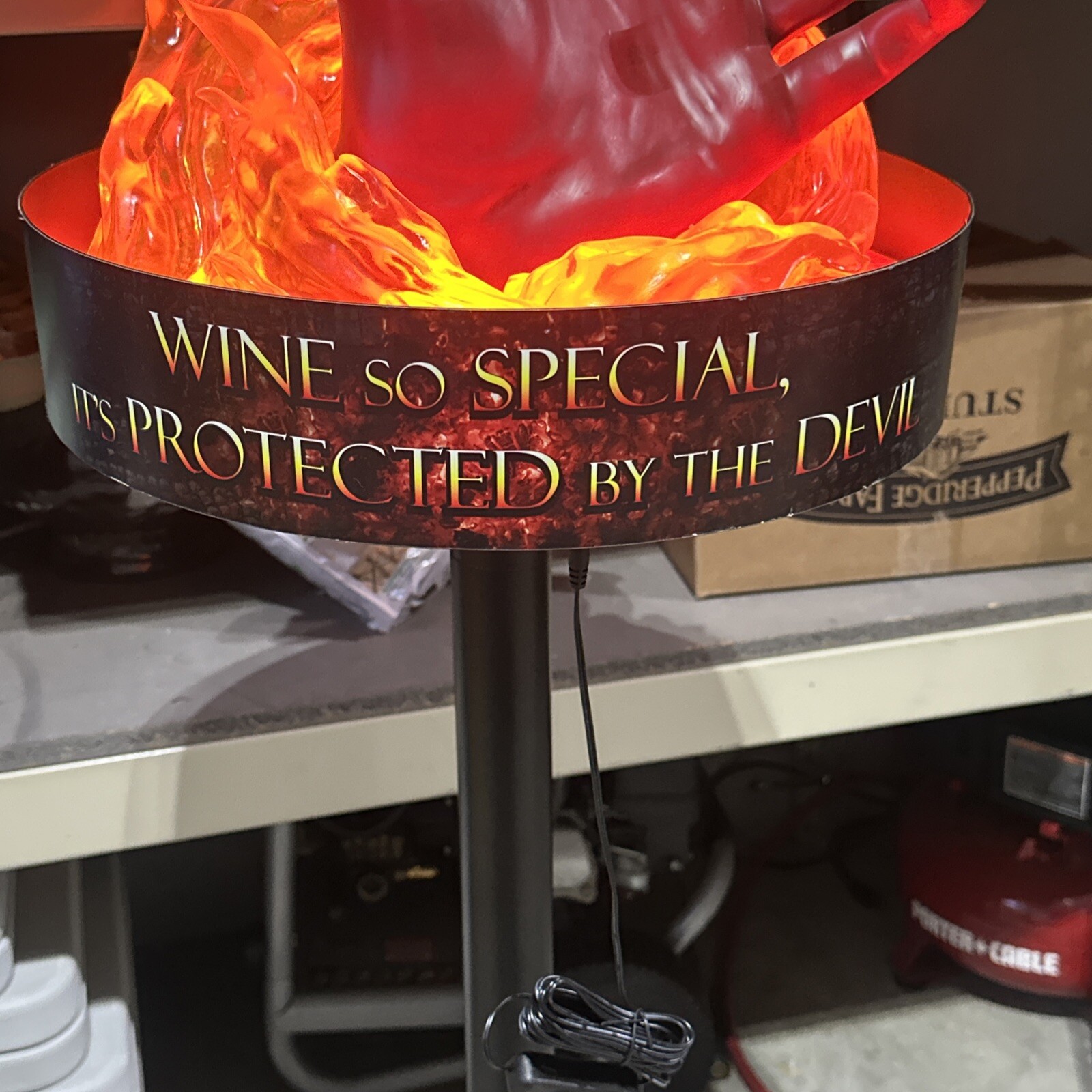 DEVILS HAND WINE LIGHT UP LED DISPLAY “WINE SO SPECIAL PROTECTED BY THE DEVIL”