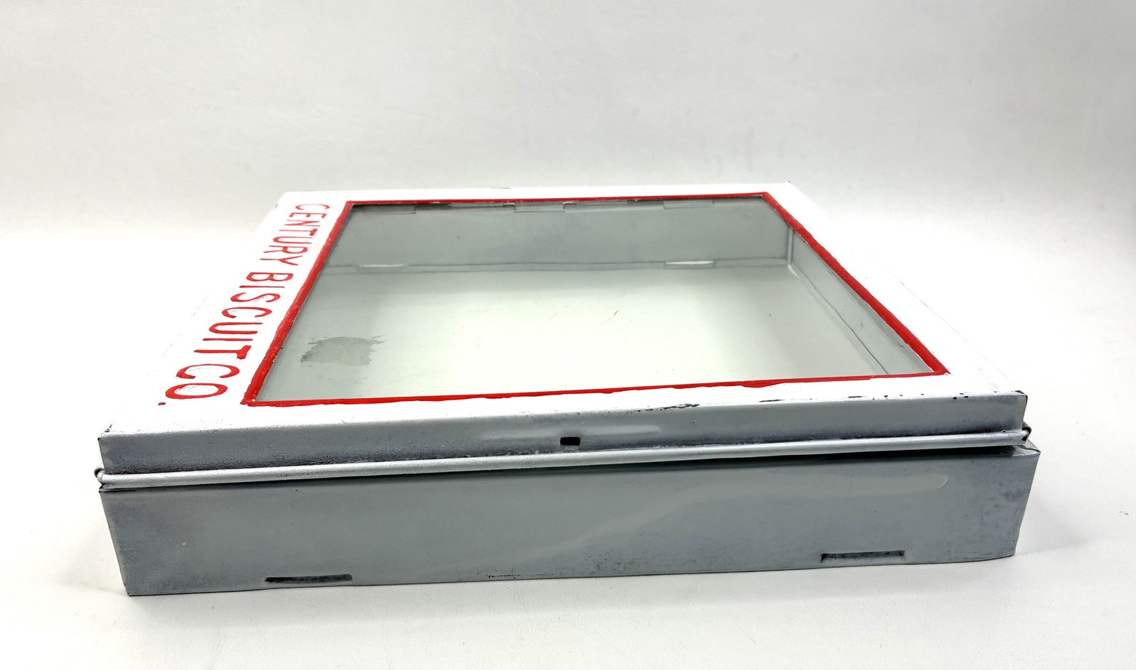 Vintage Century Biscuit Co Metal Counter Display Case Glass Lid Advertising Sign