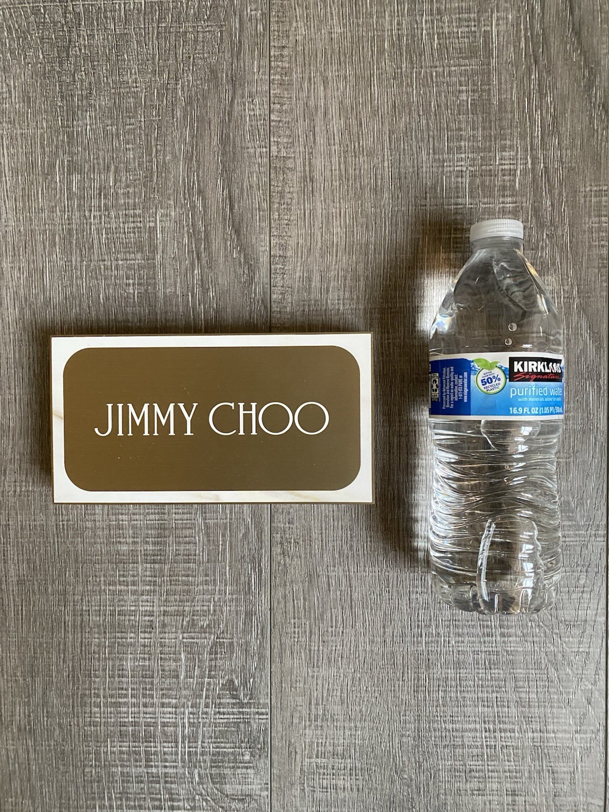 JIMMY CHOO Display OFFICIAL DEALER LOGO PLAQUE GOLD PLEXIGLASS Silver Designer