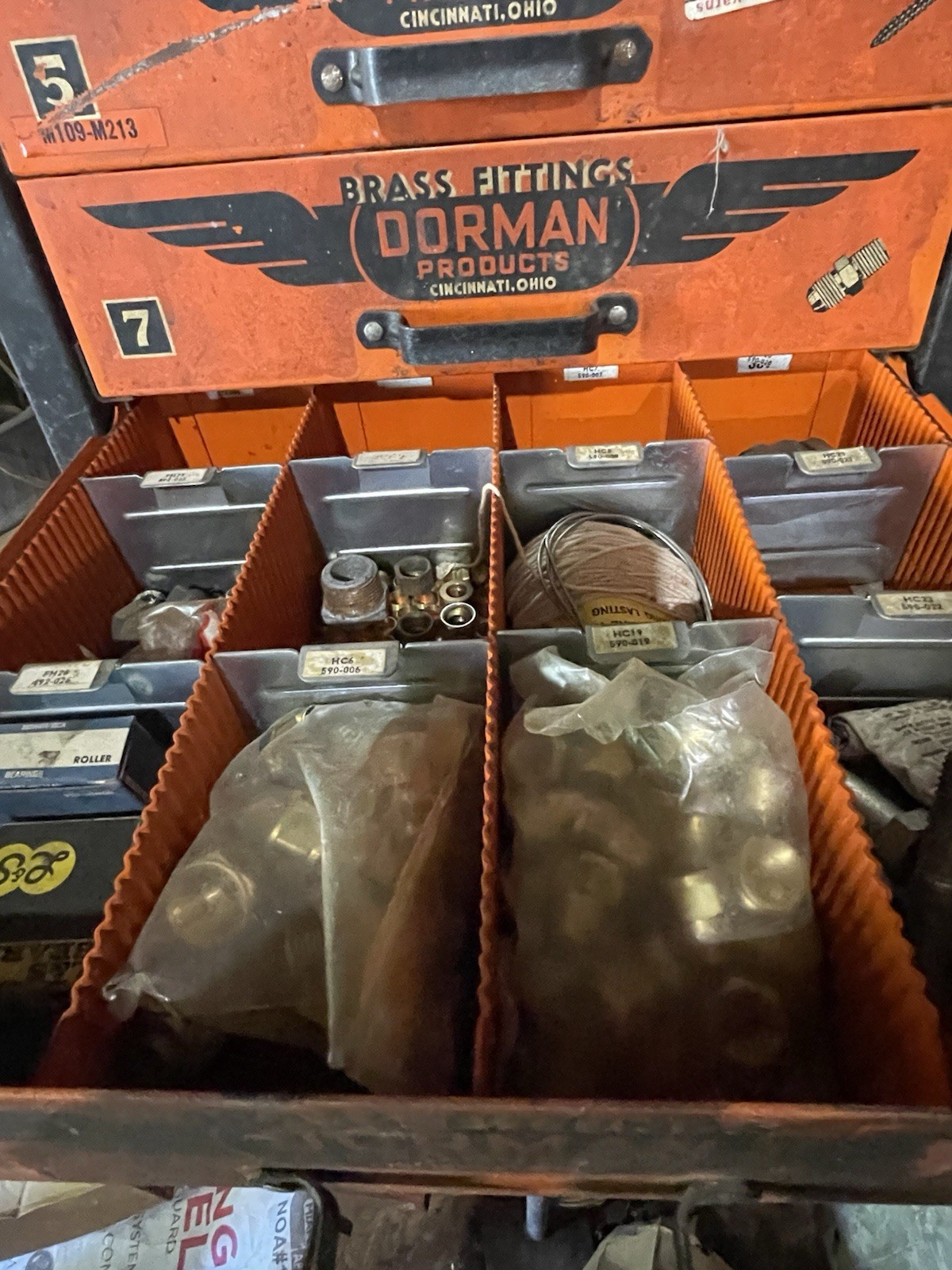 Dorman Products Vintage Orange Black Store Display Cabinet with Drawers