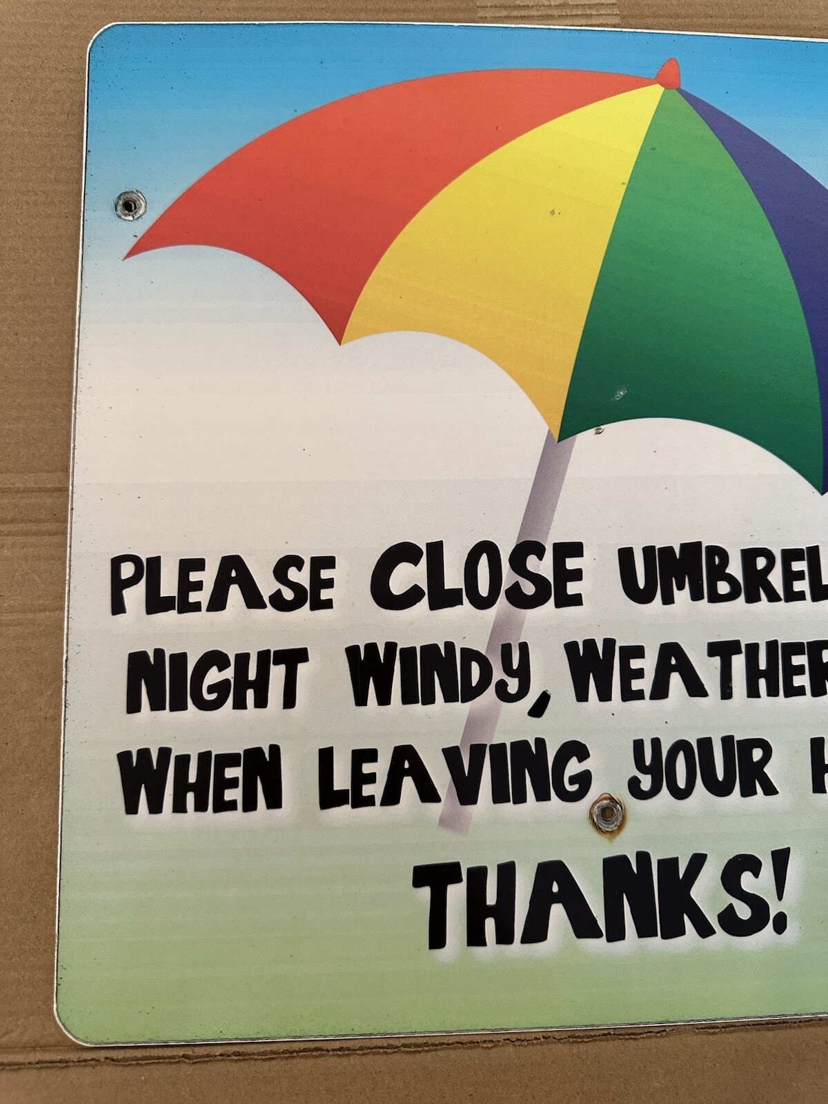 Vintage Close Umbrella Advertising Sign 12″ x 12″