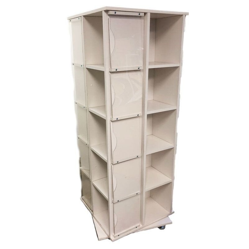 24″W x 24″D x 63″H Revolving T-Shirt Display with Casters – White