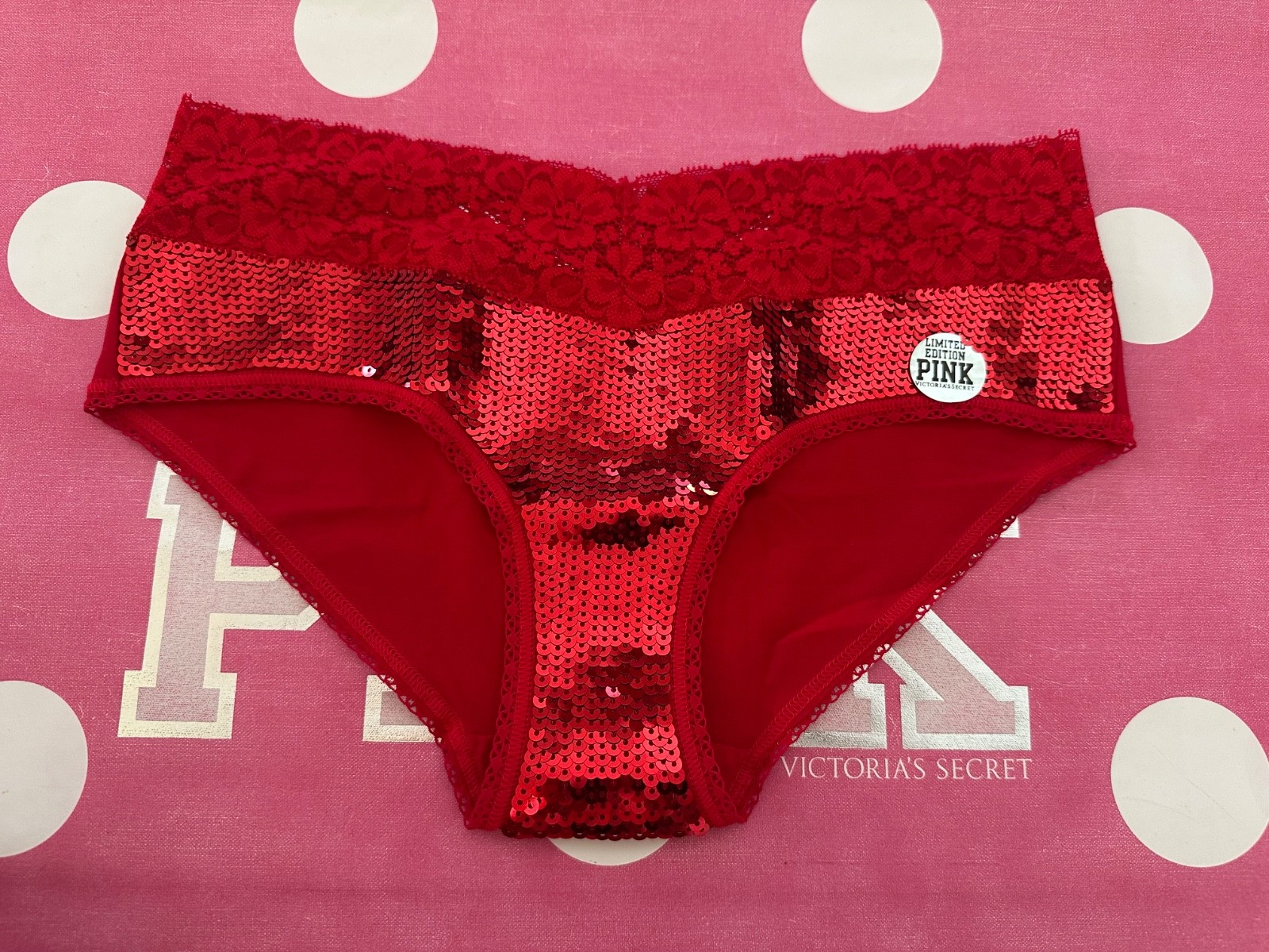 New Limited edition Victoria’s Secret PINK Extra Low Rise Hipster Red Size S