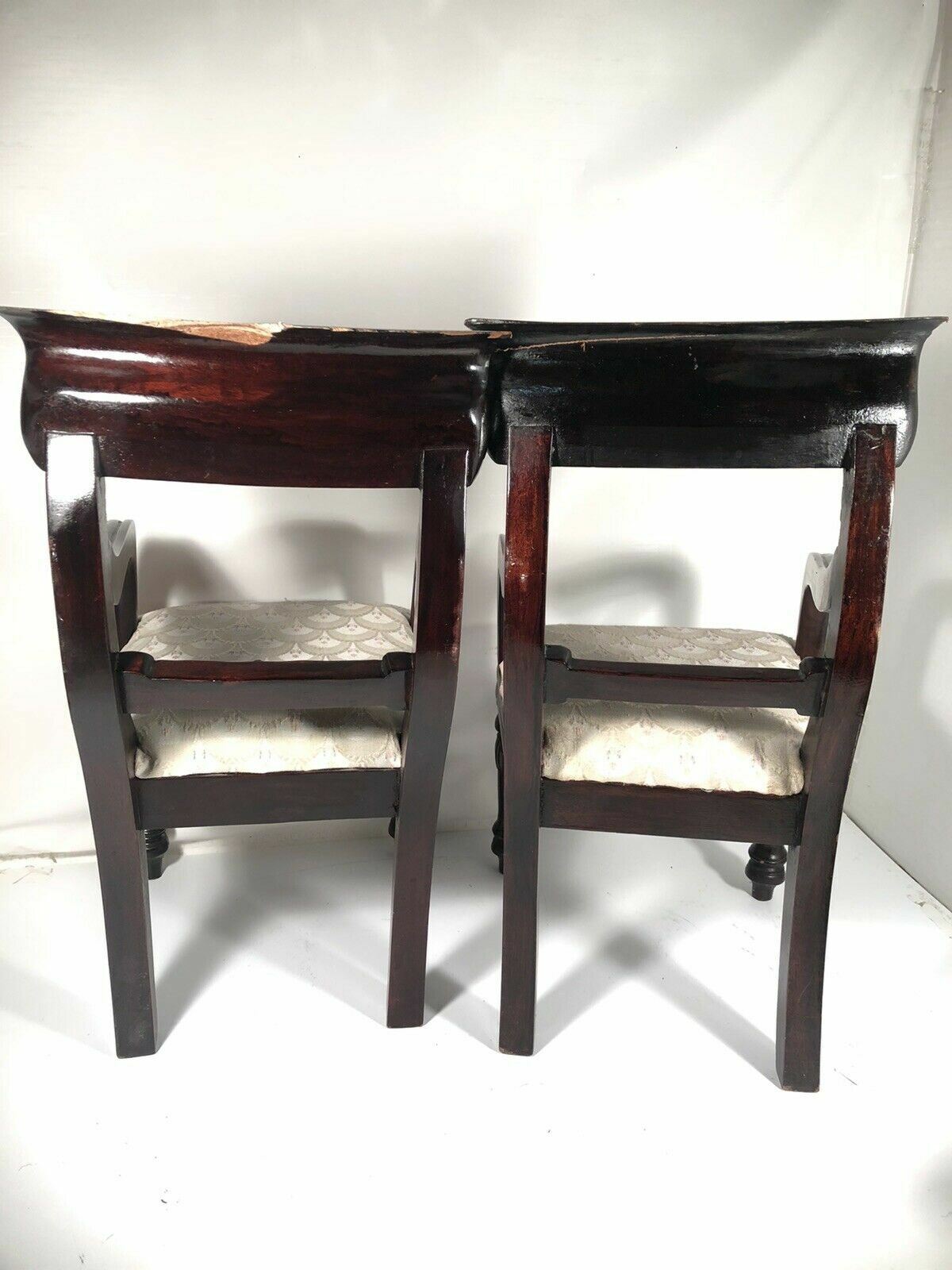 Salesman Sample Vintage Pair Matching Wood Carved Armchairs Doll Display Seats