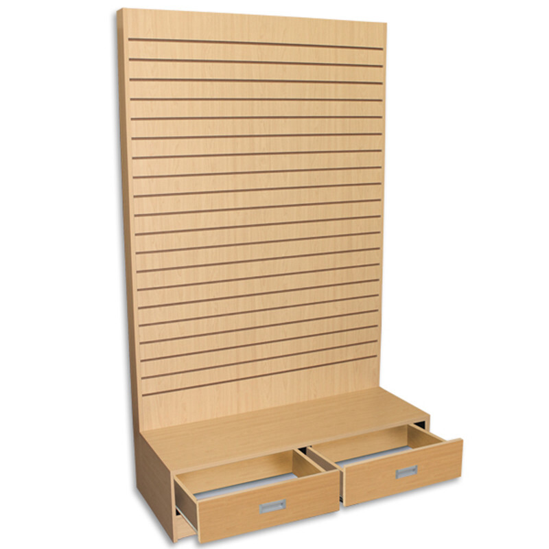 Maple 48″W x 20″D x 80″H Slatwall Wall Unit – L Shape Display Tower Floor Stand