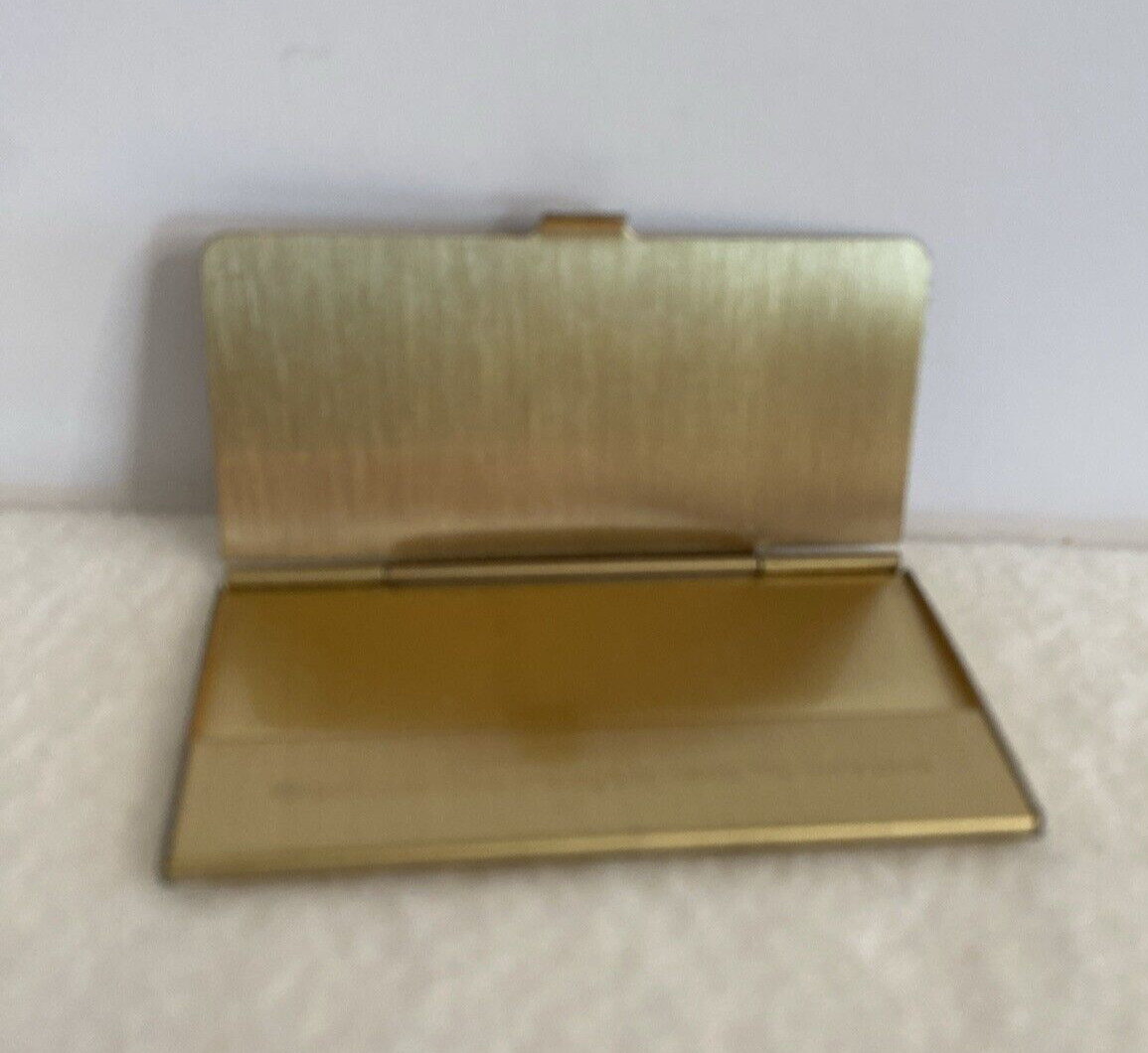 Vtg 1.5″ x 3″ Hallmark Gold Tone Stamp Holder “When you care about sending Best”