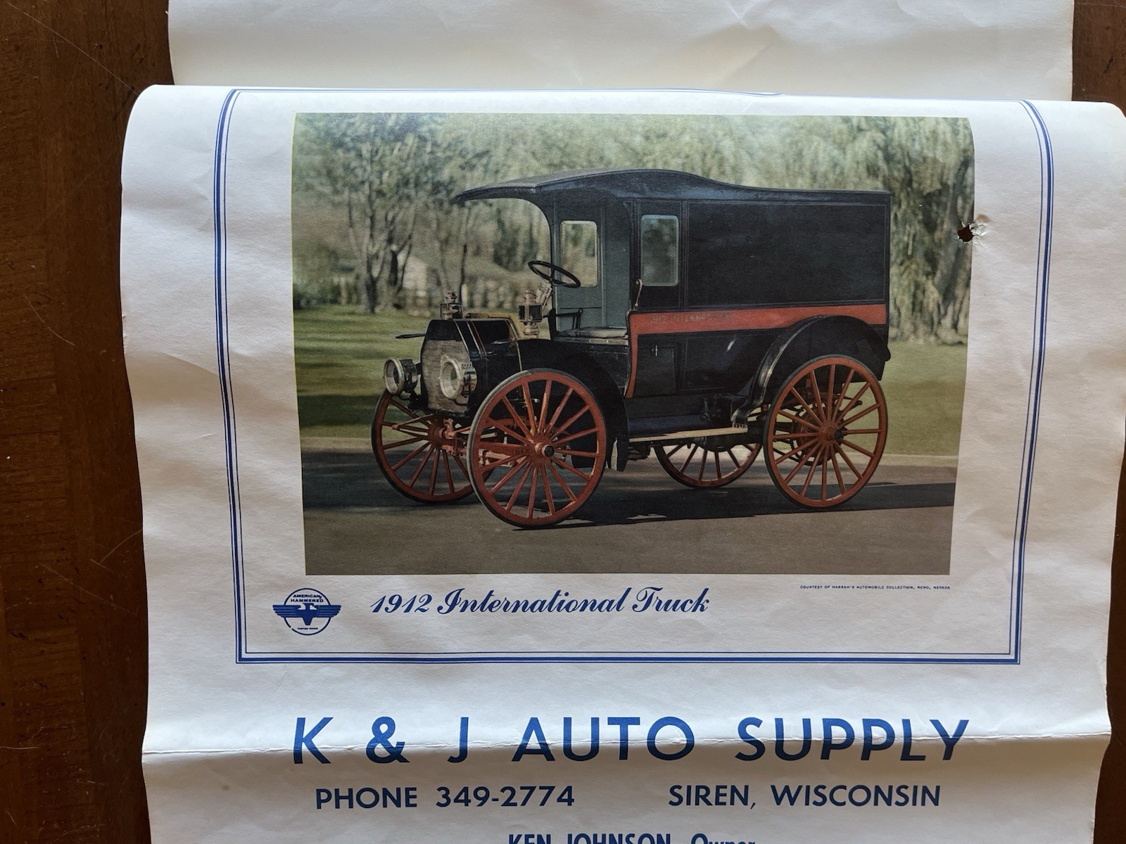 1966 American Hammered Piston Rings Calendar K&J Auto Supply Display Siren WI