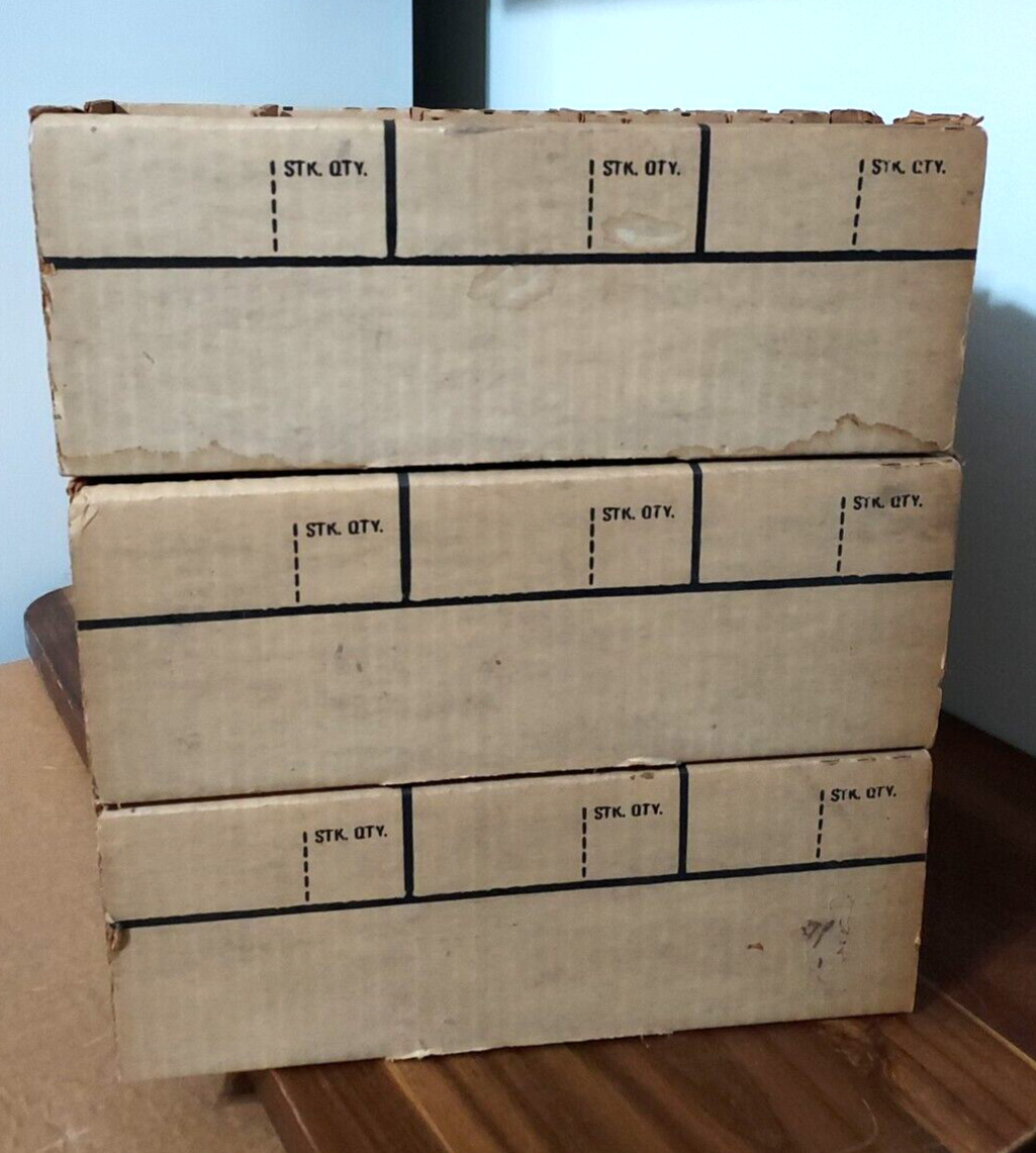 12 VINTAGE MOTORCRAFT AUTOMOTIVE PARTS CARDBOARD STORAGE DISPLAY BINS 11x5x4″