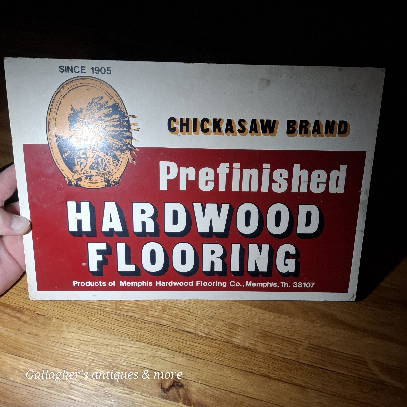 Rare vintage Chickasaw Hardwood Flooring Sign Memphis Tennessee Store display