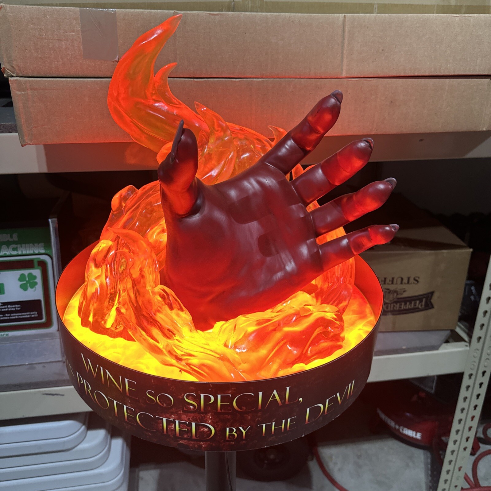 DEVILS HAND WINE LIGHT UP LED DISPLAY “WINE SO SPECIAL PROTECTED BY THE DEVIL”