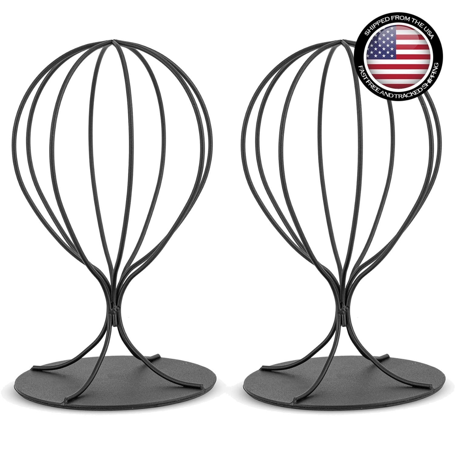 Hat Display Stand Set 2 Metal Black Sturdy Modern Wig Fedora Hat Organizer