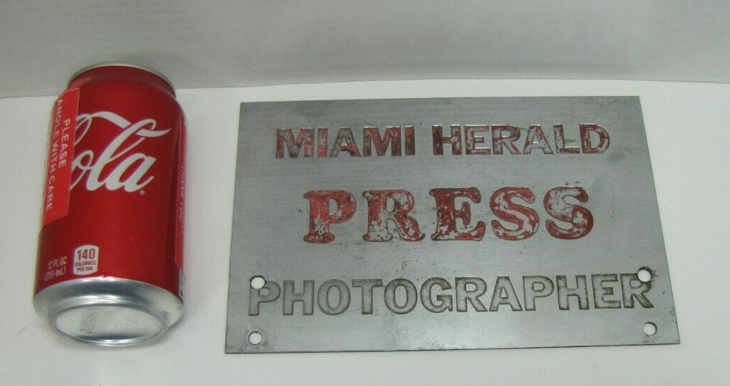 MIAMI HERALD PRESS PHOTOGRAPHER Old Sign Newspaper Magazine Ad Mirror Finish