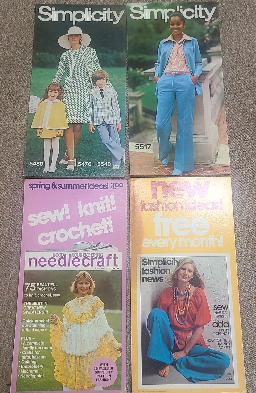 Vintage 1973 Simplicity Store Display Sewing Pattern Standee Lot Of 4