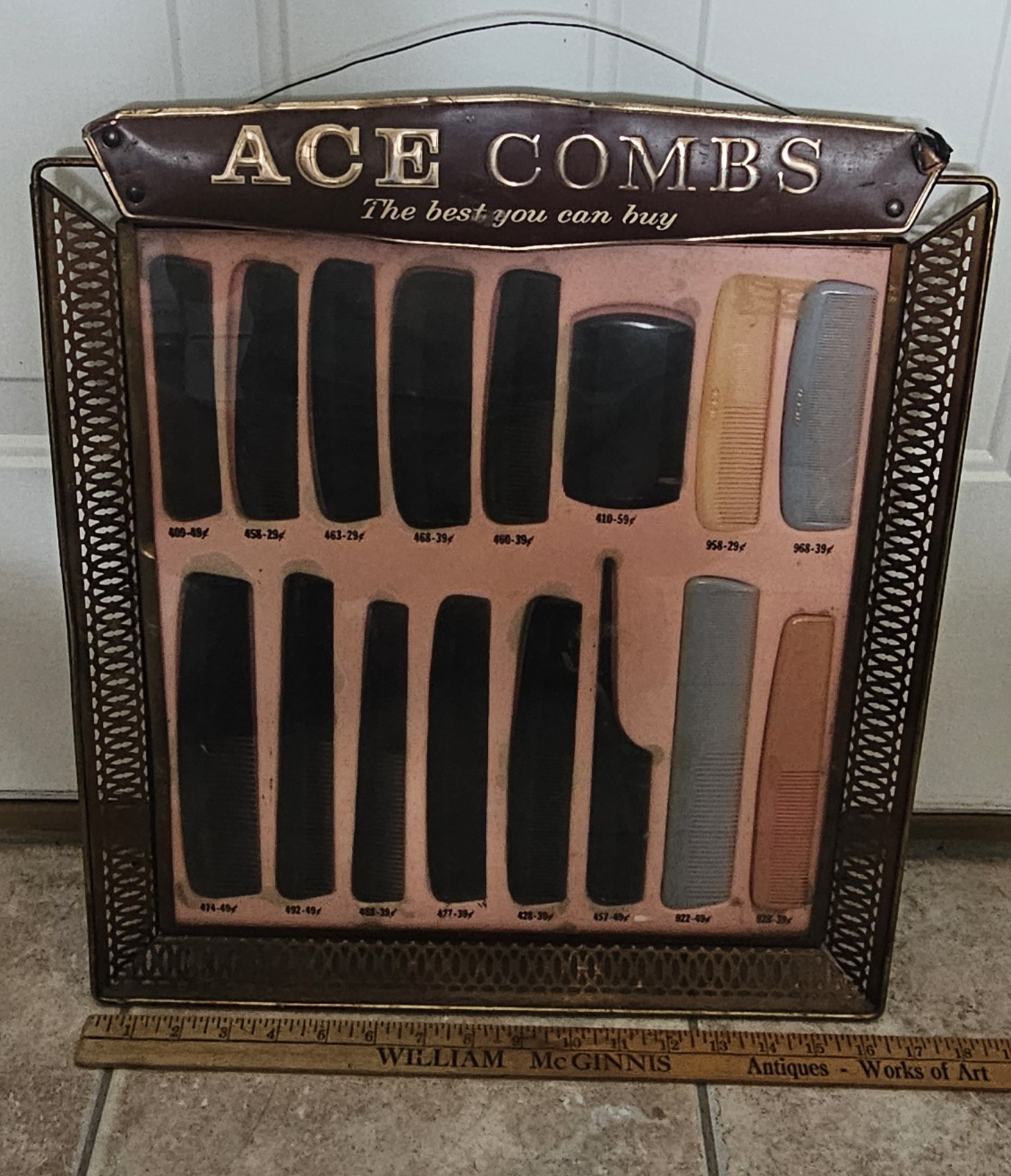 Rare Vintage Ace Combs Store Display Dealer Grooming Mens Ladies Cosmetic Sign