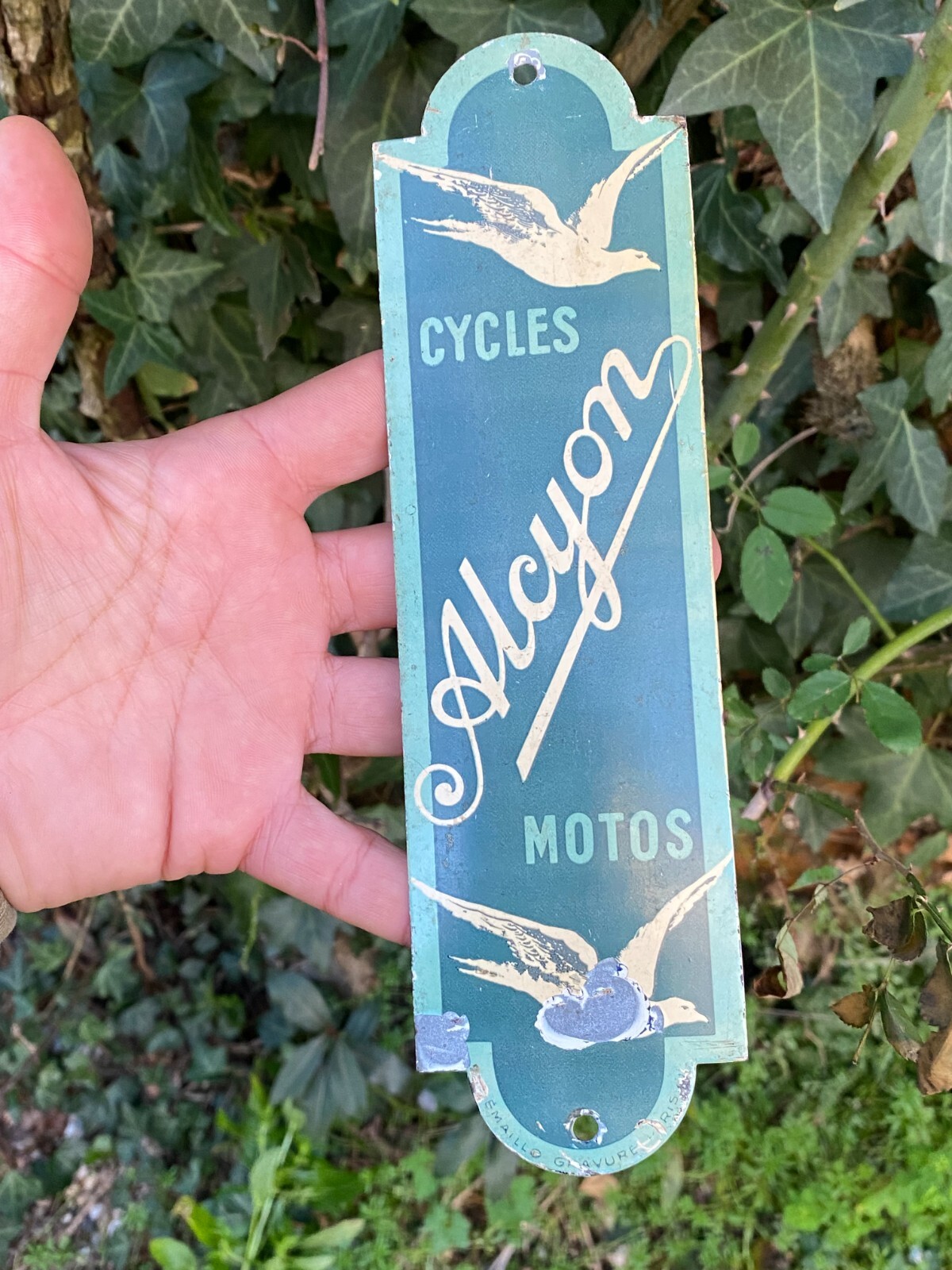 Rare Enamel Plaque Cycles ALCYON & Motos & Paris & Ancienne & France
