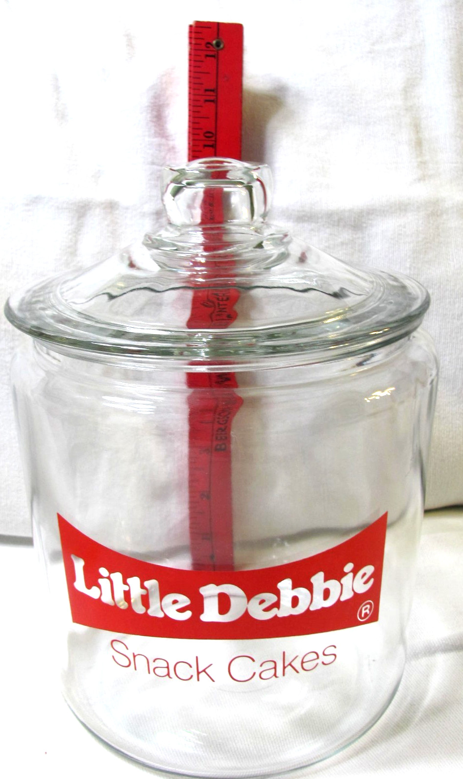 VTG Little Debbie Snack Cakes Countertop Glass Jar Advertising Display w/ Lid