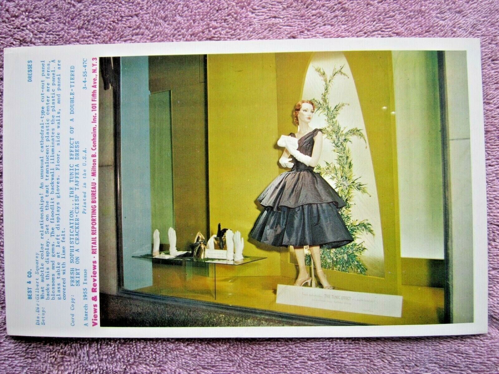 1955 BEST & Co. STORE WINDOW DISPLAY TAFFETA DRESS PHOTOGRAPH PRINT #188