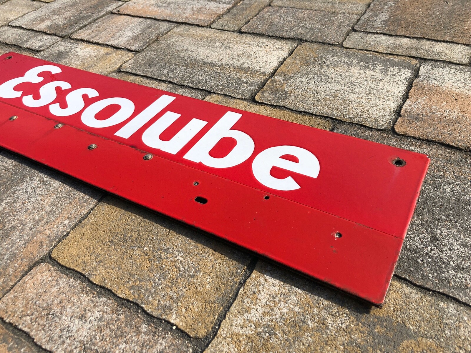 ANCIENNE PLAQUE EMAILLEE ESSO ESSOLUBE BIDON HUILE Motor Oil PUMPE TOLE OEL TOLE