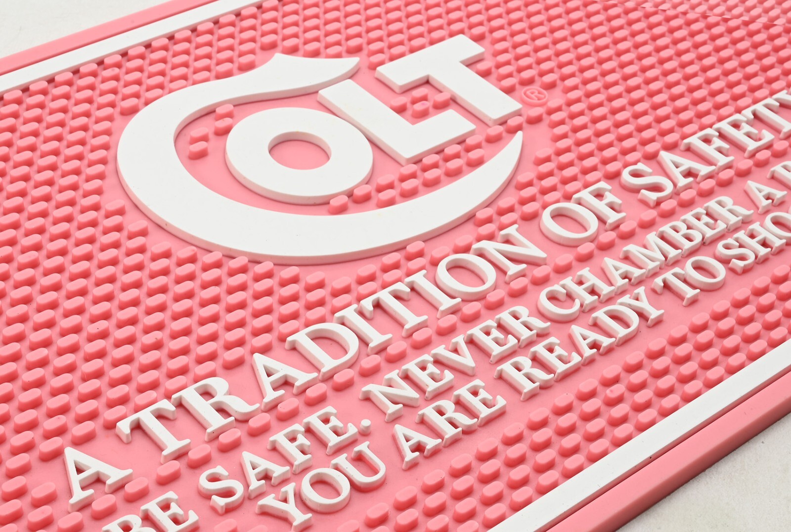 Colt Python Counter Gun Mat. Pink And White. Serpentine Logo. New RARE