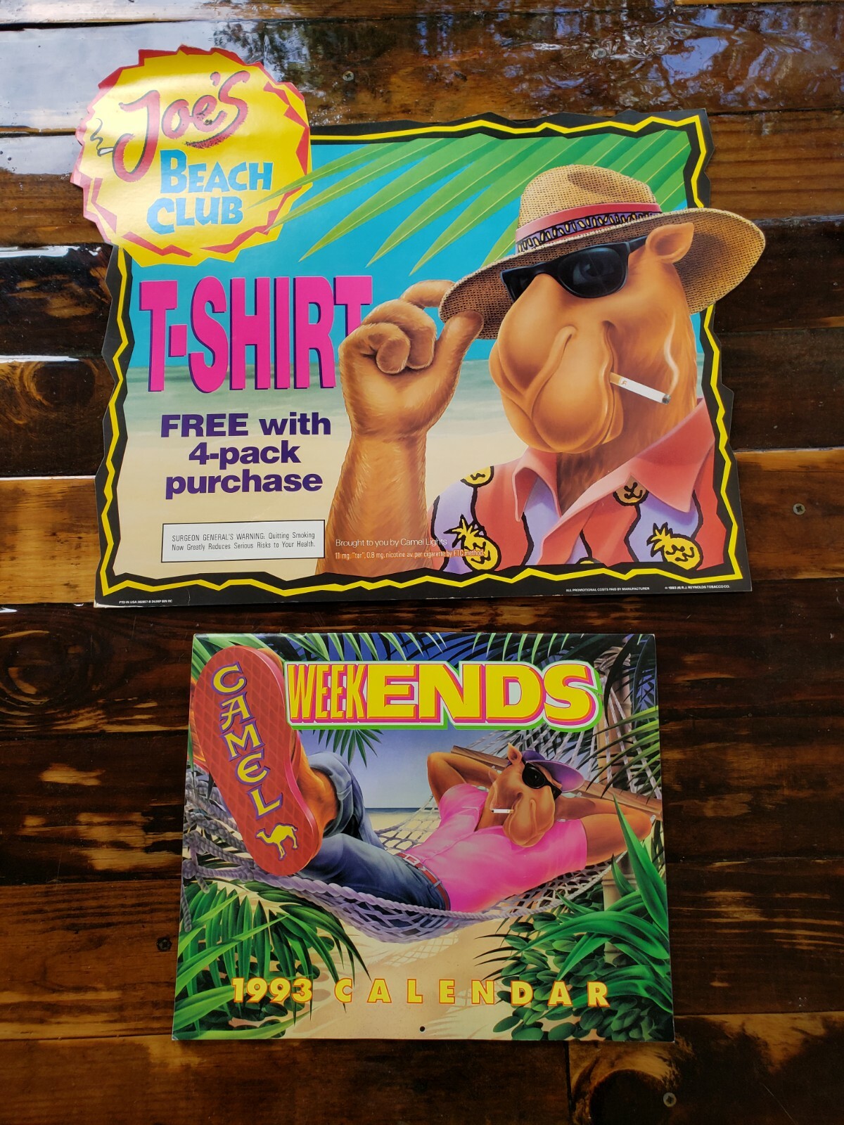 Lot2 RARE 1993 Calendar Camel & Store Display Sign Advertising Cigarette Tobacco
