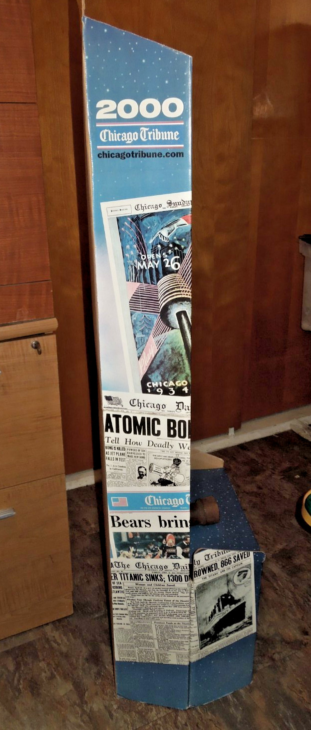 Vintage Chicago Tribune cardboard newspaper display Rocket, Y2K, 1999-2000