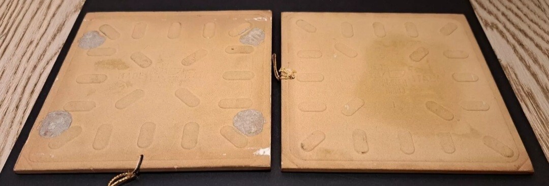 PAIR DECORATIVE CERAMIC TILES-IMOLA 70s-motorcycle motorcycling brand-old