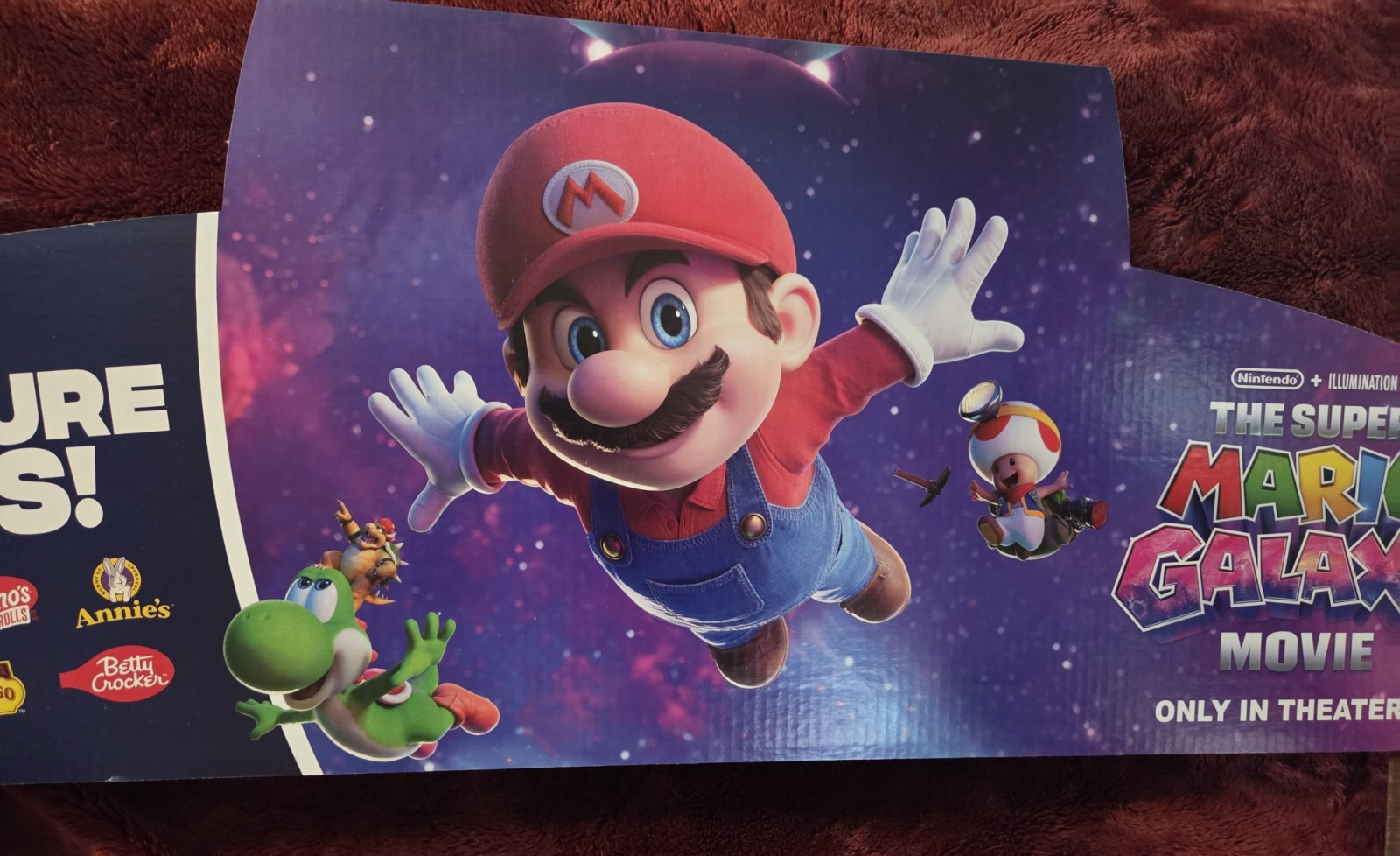 Lg 47×20 Super Mario Galaxy Movie Cardboard Store Display Header Double Sided