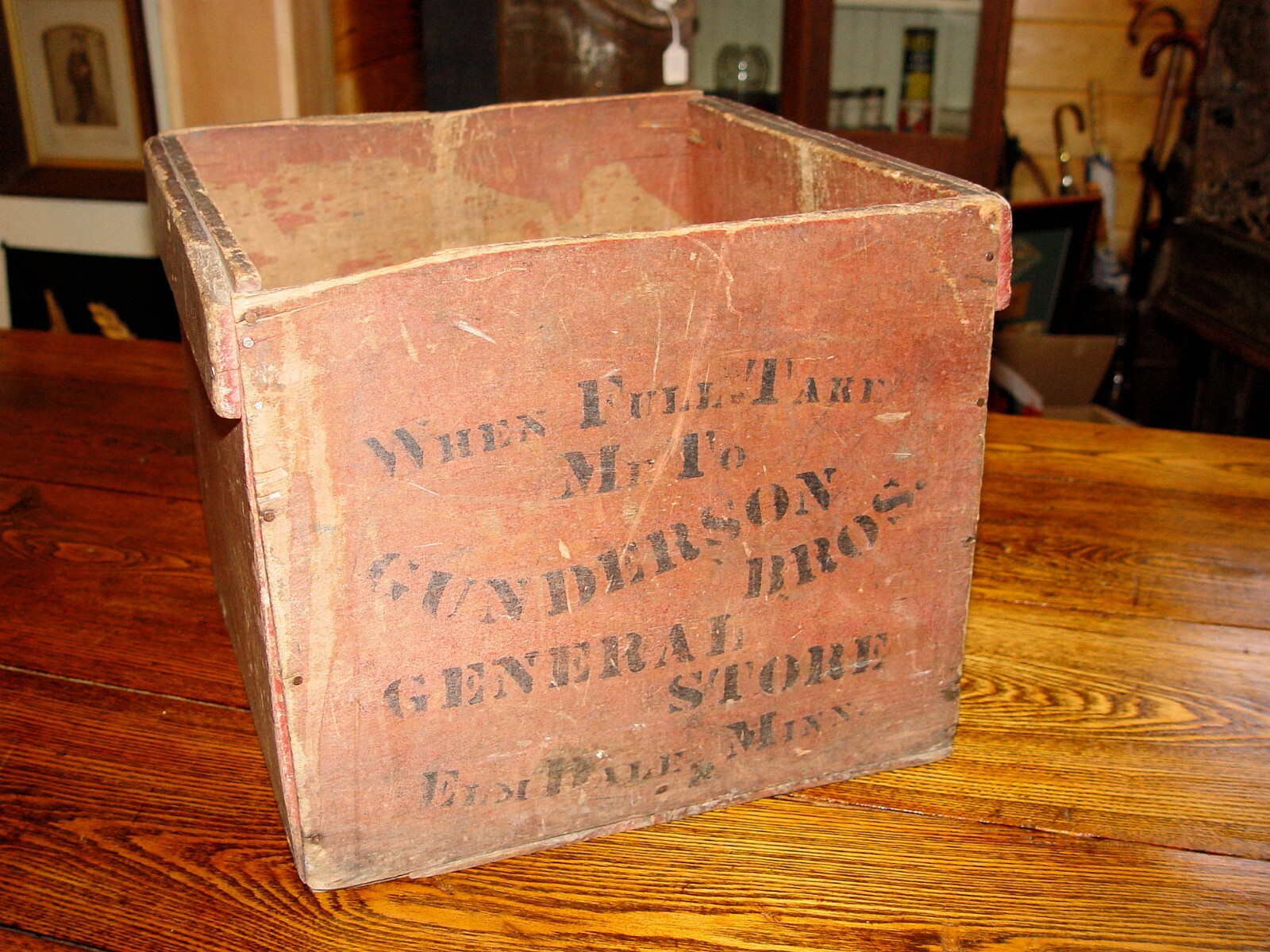 Elmdale MN Advertising Crate Gunderson Bros General Store – Primitive Display