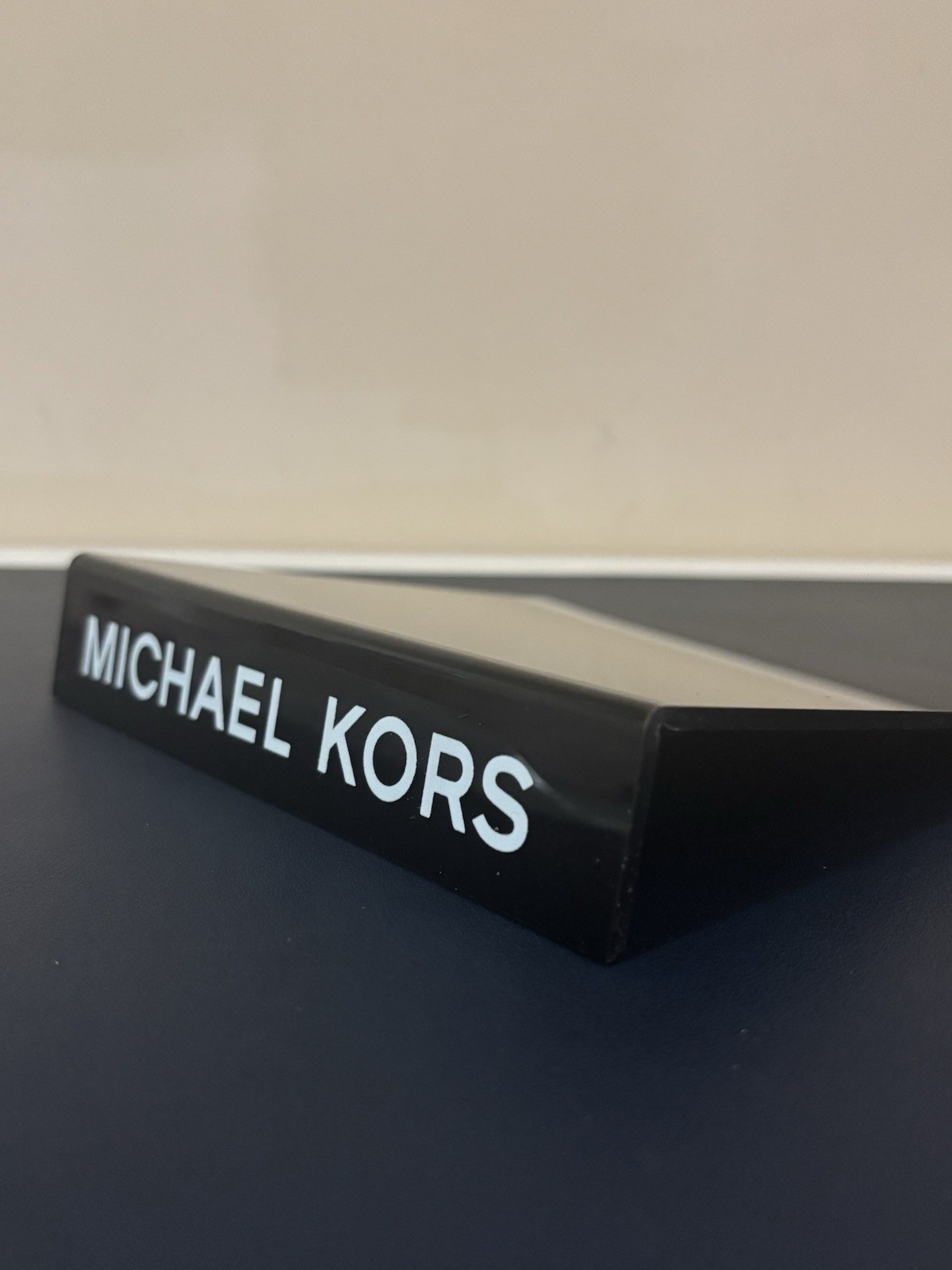 Michael Kors Black Acrylic Store Display Advertising Riser Stand