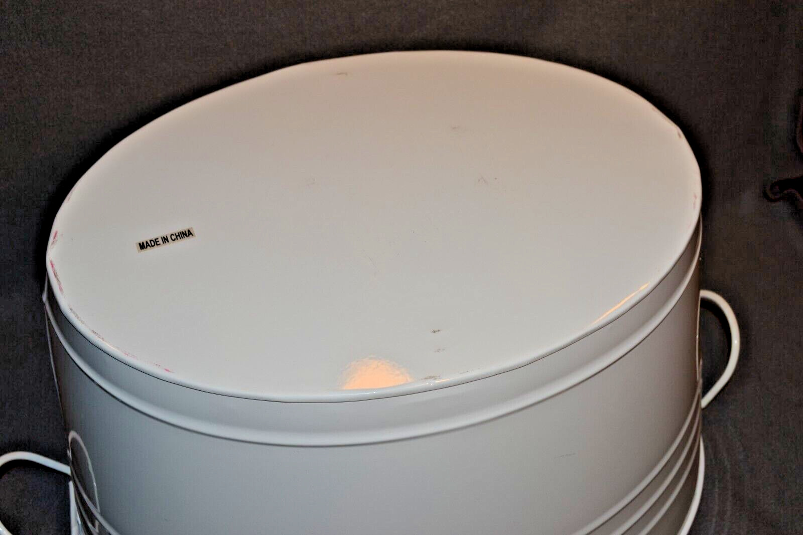 Victoria’s Secret PINK Store Display Prop Tin Bin Container w/Handles Oval White
