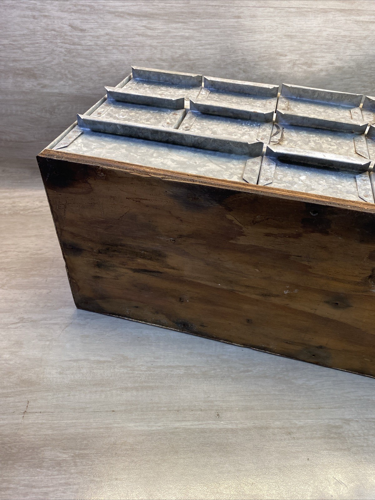 VTG General Store Galvanized Tin Metal PARTS CABINET 17 DRAWER Industrial PATINA