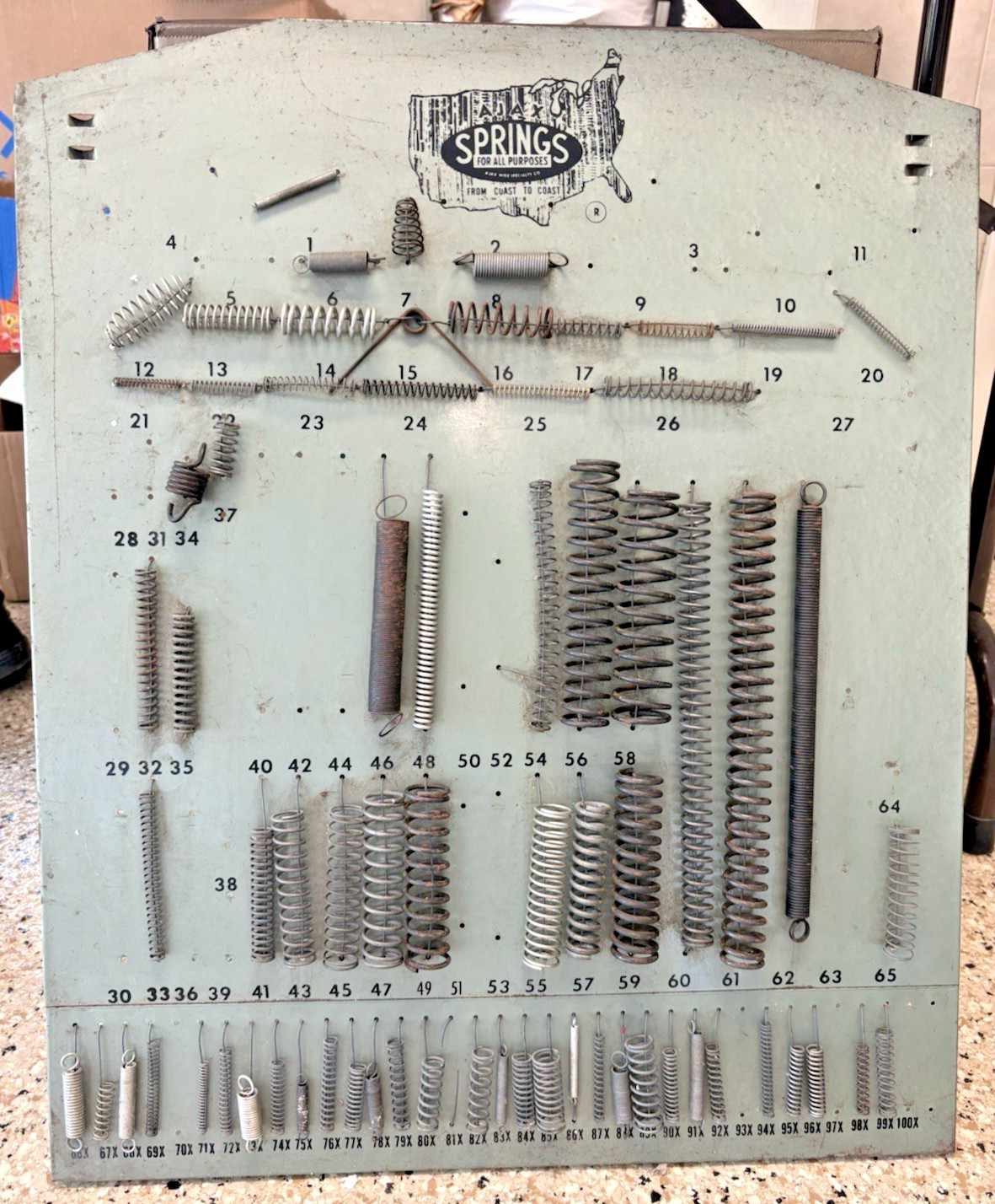 Vintage AJAX All Purpose Spring Display Metal Sign With Spring Assortment