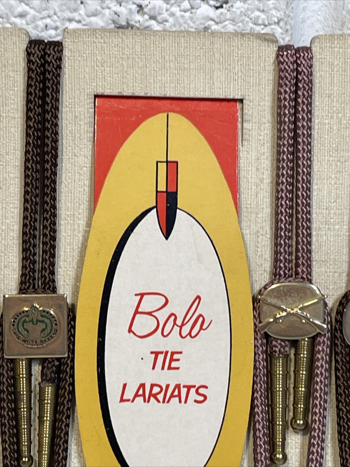 Metal Bolo Ties Bola Advertising Store Display Military Lot x12 Crest-Craft Vtg