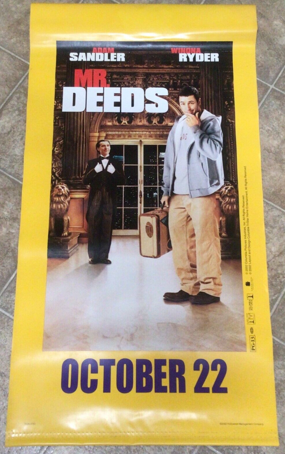 Mr Deeds Adam Sandler Winona Ryder 2002 Vinyl Advertising Movie Banner 36″ Sign