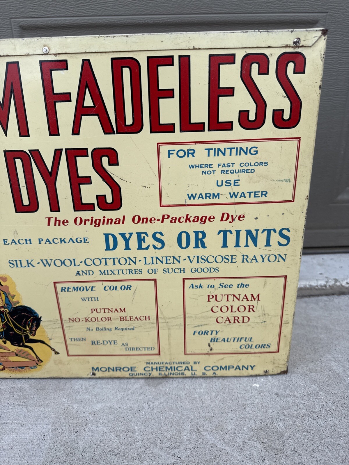 Monroe Putnam Dyes Tints Store Advertising 19×15 COUNTER Display Cabinet W/ Dyes