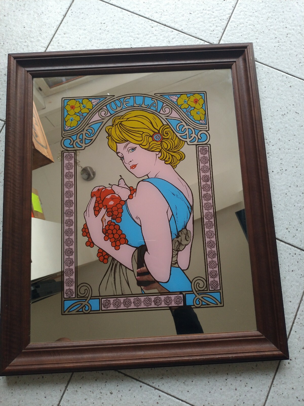 Vintage WELLA Advertising Mirror