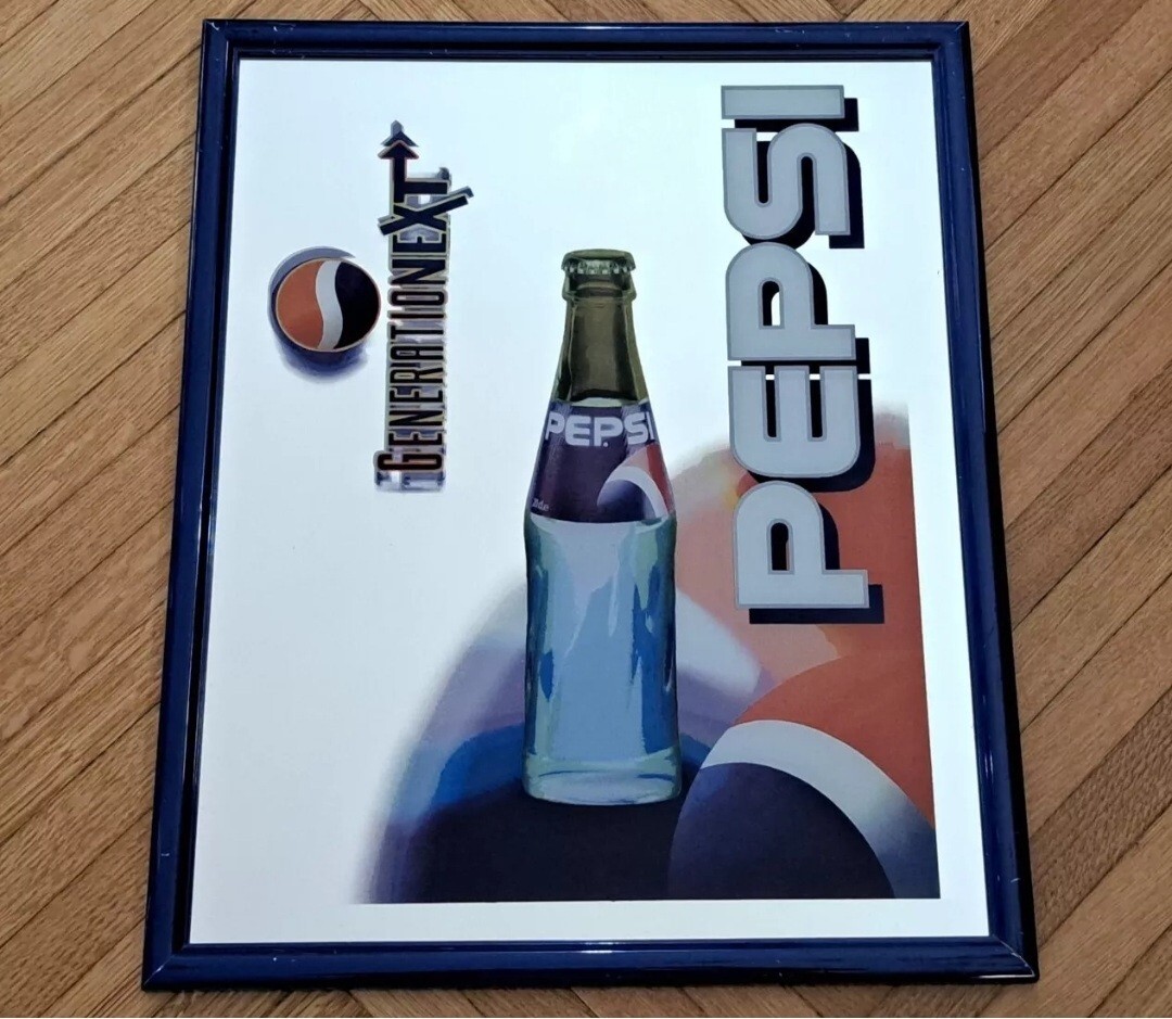 VINTAGE PEPSI GENERATIONEXT-BAR PUB-90′ ADVERTISING MIRROR SIGN FRAME