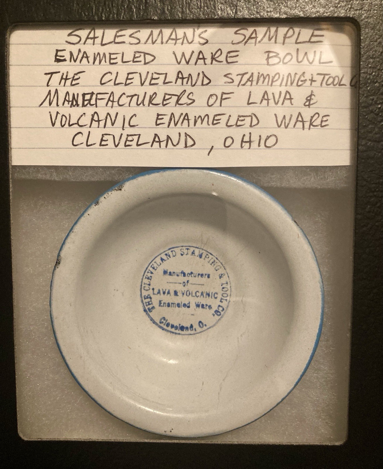 Antique SALESMAN SAMPLE Bowl-Manufacturers Of Lava & Volcanic Enameled Ware