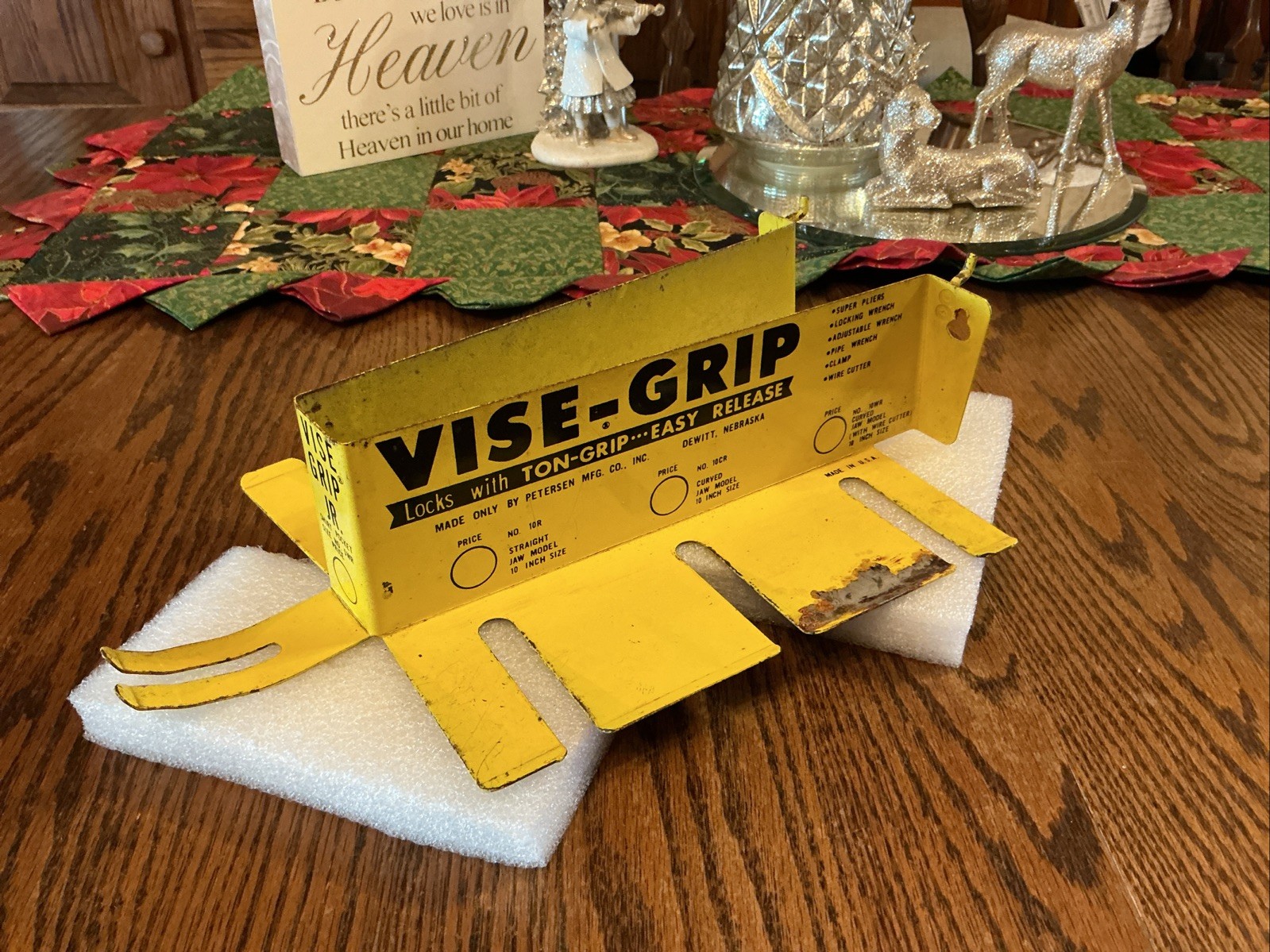 Vintage Peterson Vise Grip Store Display,Yellow Metal Wall Rack,Dewitt,NE.,used
