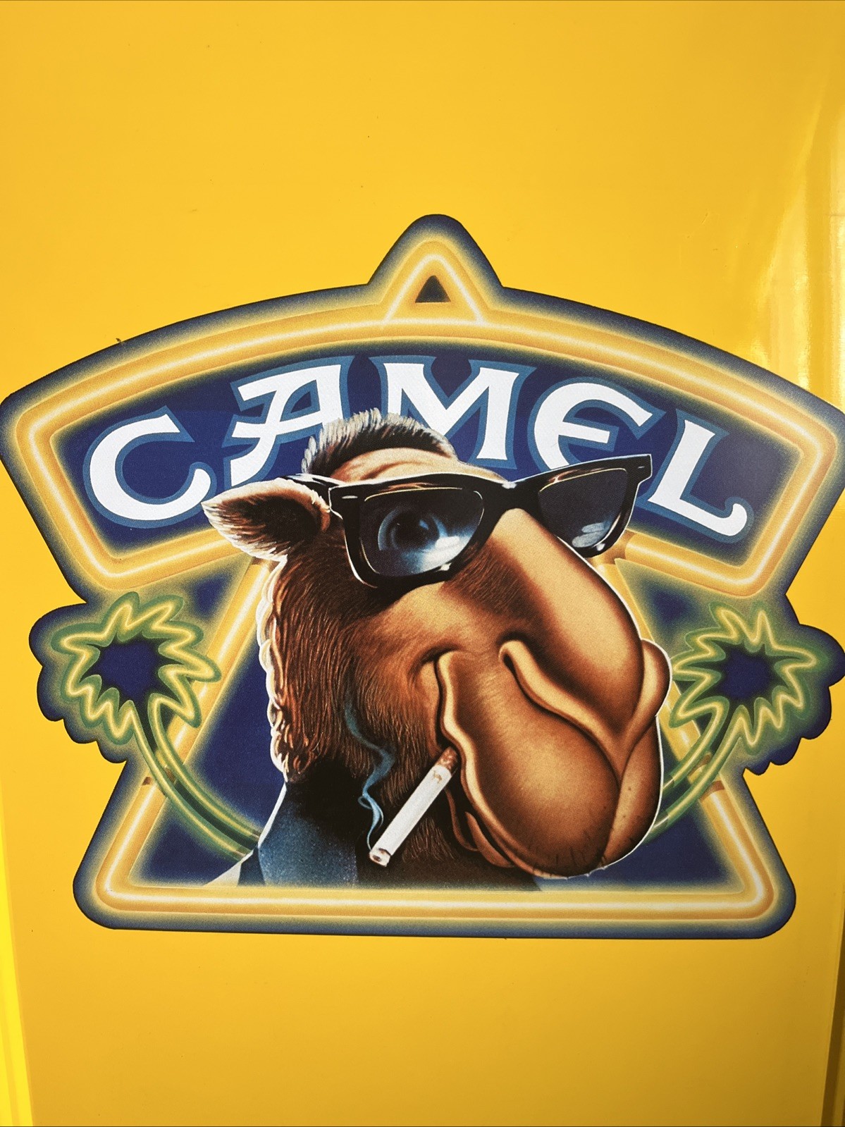 Vtg 1990 RJ Reynolds Joe Camel Smoking Tobacco Cigarettes Metal Advertising Sign