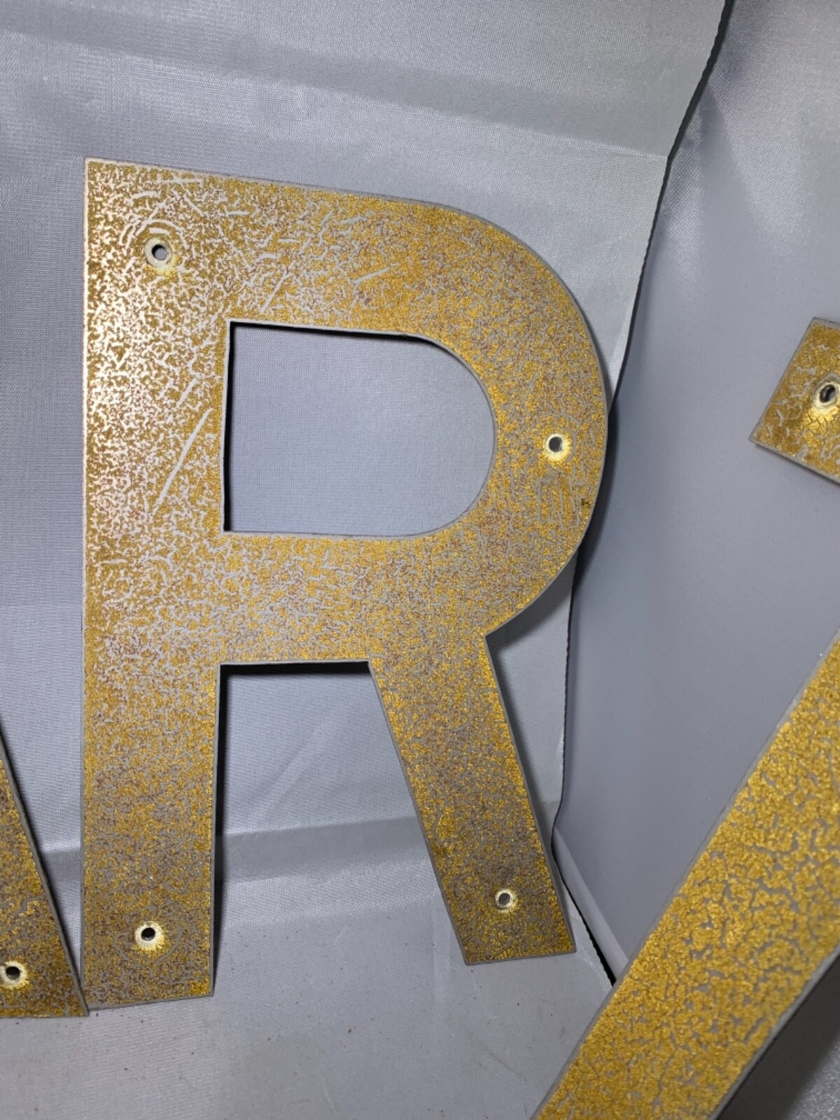 5 Vintage Advertising 8” tall store letters P A R T Y stainless painted letters