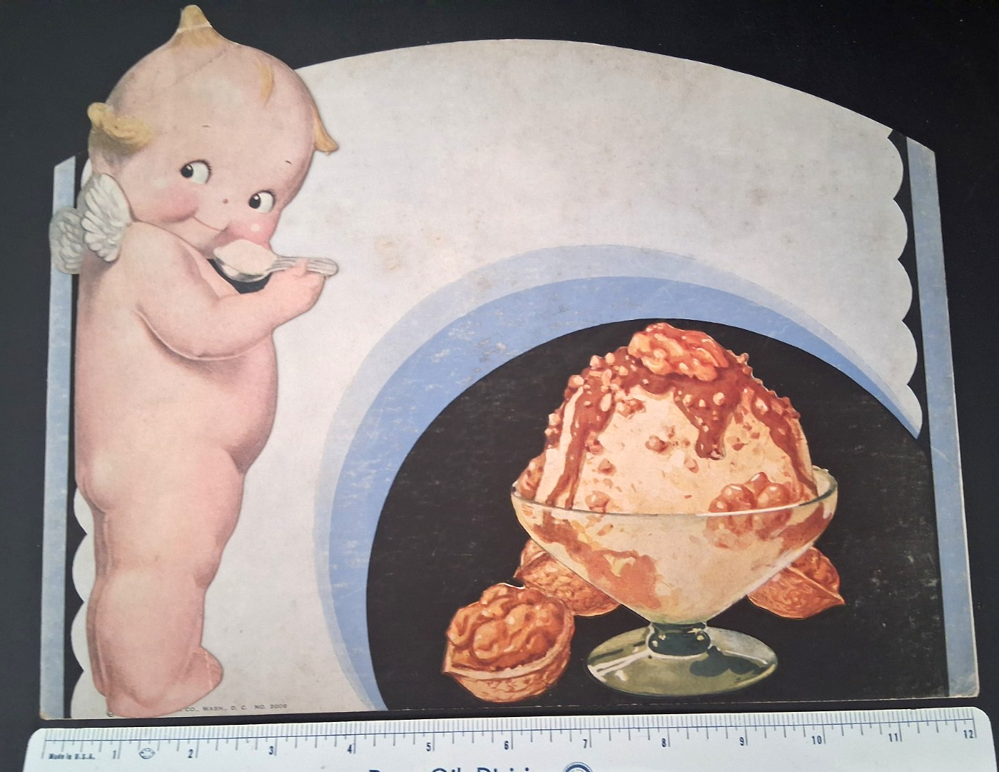 Vintage Rose O’Neill Kewpie Ice Cream Die Cut Store Display Cardboard Sign 1920s