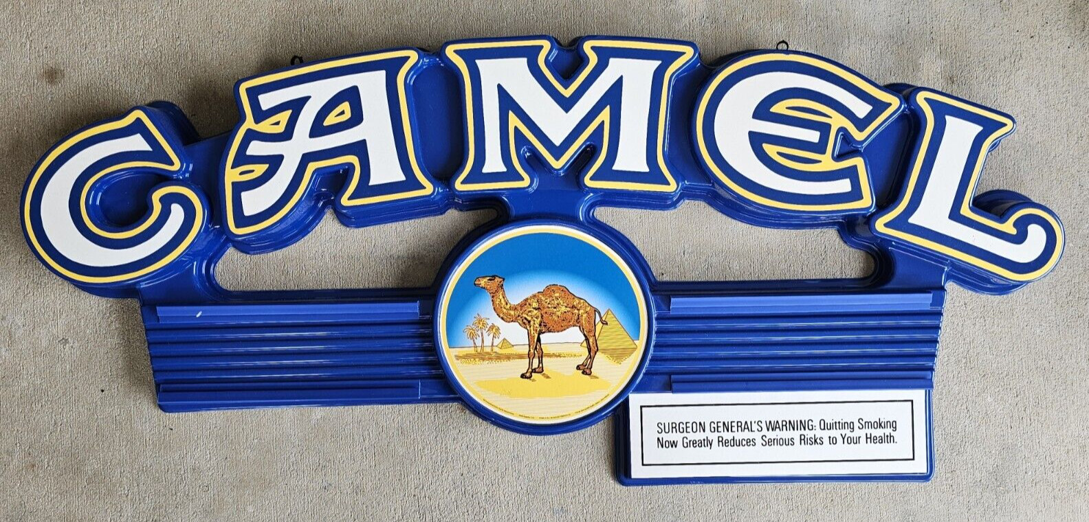 LARGE PLASTIC CAMEL CIGARETTES STORE DISPLAY ADVERTISING HANGING SIGN VINTAGE