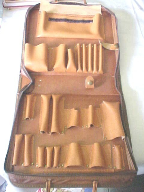 Vintage Salesman Sample Bag Handled Tote Case Zip Closure 25 Inserts Inside